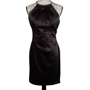 Jessica Howard | Satin Cocktail Formal Evening Pleated Brown Dress | Size 10P